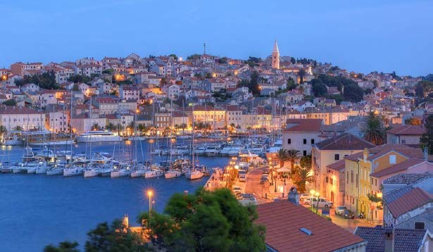Mali Lošinj harbour at dusk